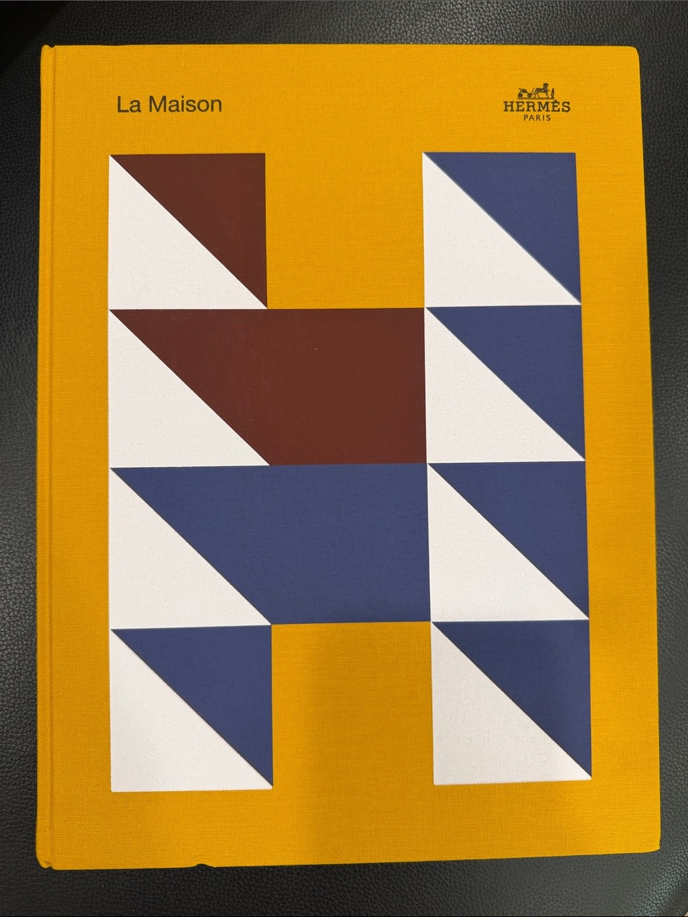 Hermes La Maison Geometric Print in Mustard, Navy & Brown